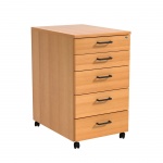 Rollcontainer, Höhe 72 cm, 43x62 cm (B/T), 5 Schubladen, abschließbar, 